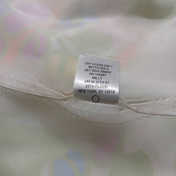 Milly new york size 0 women 100% silk floral green orange babydoll dress Pockets - Picture 7 of 8